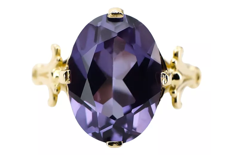 Pierścionek Vintage unikatowe Aleksandryt 14k żółte złoto vrc369y